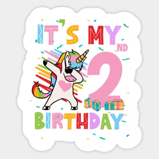 It's My 2nd Birthday Girl Cute Unicorn B-day Giif For Girls Kids toddlers Sticker